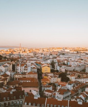 beautiful viewpoint looking at Lisbon skyline