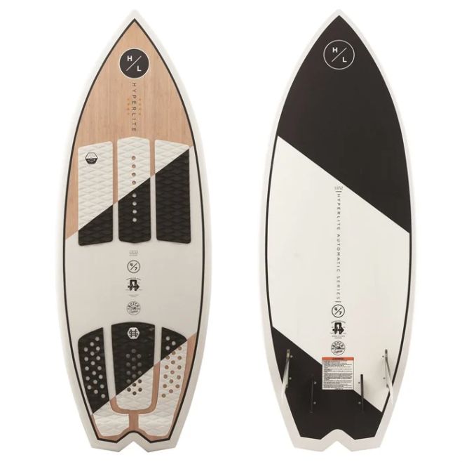 white and black hyperlite automatic wakesurf board